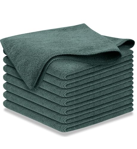 USANOOKS Premium 300GSM Microfiber Cleaning Cloth - 12.5"x12.5" High Performance - 1200 Washes, Ultra Absorbent Microfiber Towels for Cars Undercarriage, Rims & Engine Bay Cleaning - Microfiber Cloth - color: Dark Green, size: 12.5" x 12.5" (8 pack)