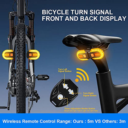 JINKEY Bike Turn Signals,Bright Bicycle Turn Signals Front Back IPX5 Waterproof Wireless Remote Control Rear Bike Light USB Rechargeable LED Bike Flashlight for Mountain Bike,Bicycle,Scooter - color: Style 1