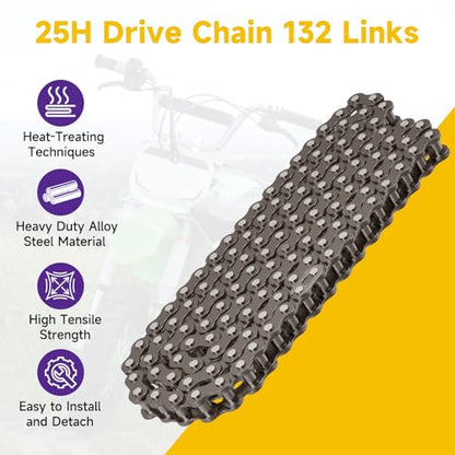 HIAORS 25H Drive Chain 132 Link Compatible with Razor MX650 MX500 SX500 SX650 Mcgrath Electric Dirt Bike Minimoto Motocross XRF500 Mini Rocket Scooter Heavy Duty Parts with Chain Breaker