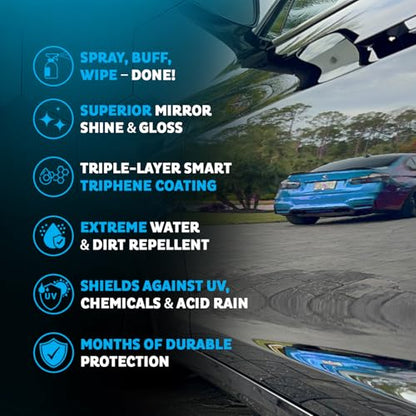 MAXL ONE ™ Car Spray with Triphene® Technology, Quick Spray & Wipe All Purpose Waterless Detailer - Clean, Shine, Protect Paint, Glass, Wheels, and Plastic Trim Without Pre-Washing (1 Gallon) - style: 1 Gallon