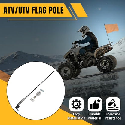 UTV ATV Flag Pole with Heavy-Duty ATV Tie Down Anchors Kit Aluminum Anchor Accessories for CF Moto UTV/ATV Low-Profile Design Stronger Clamping Force Mounts Silver