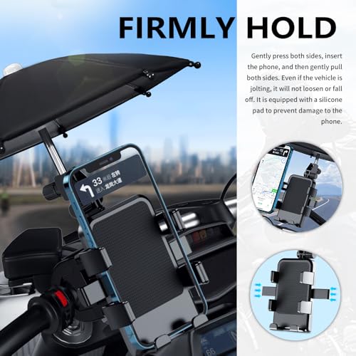 2026 New Motorcycle Phone Holder Mount,360° Rotatable Motorcycle Phone Mount with Sunshade Design for Phones Navigation,Portable Phones Holder for Motorcycles Handlebar