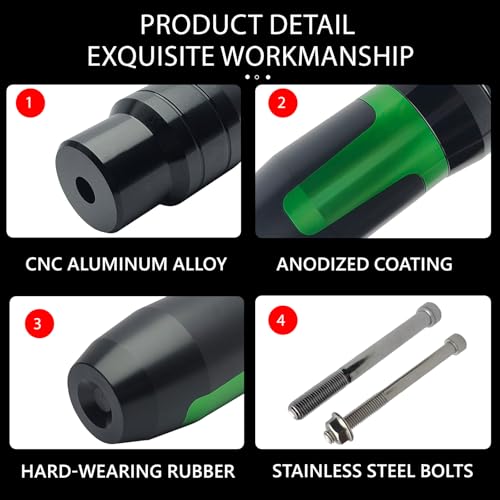 Universal Rear Frame Sliders Crash Pad Replacement for B-MW Kawasaki Yamaha Honda Suzuki CNC Aluminum Motorcycle Accessories Anti Falling Protection(Green) - color: Green