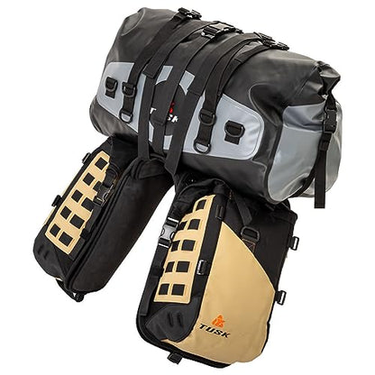 TUSK Highland X2 Rackless Luggage System w/Medium Dry Duffel Tail Bag Standard Heat Shield Black/Tan - color: Black/Tan, size: Medium Dry Duffel/Tail Bag, style: Standard Heat Shield
