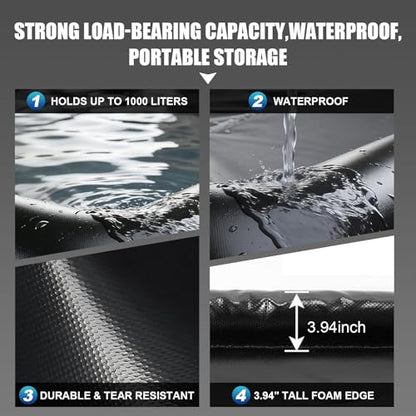 Inflatable Garage Floor Mat, Waterproof Car Wash Mat with High Rise Edge, 9.8FT x 19.6FT Heavy Duty PVC Parking Containment Mat for Snow Mud Oil, Garage Floor Protector for Car SUV Truck Motorcycle