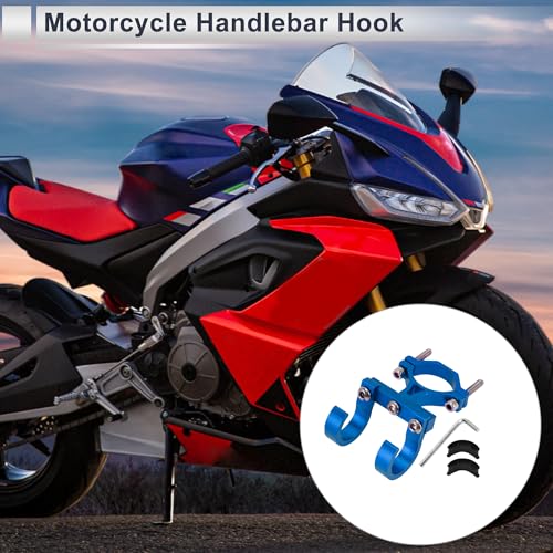 Motoforti Universal Motorcycle Hanging Hook Arc Motorcycle Helmet Luggage Bag Holder Hanger for Scooters Bicycles Aluminum Alloy Blue 1Set Hexagon Wrench Screw Washer