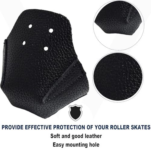 100% Real Cowhide | Toe Cap Guard Protectors | Roller Skate Derby Speed 1 Pair(Black) - color: Black
