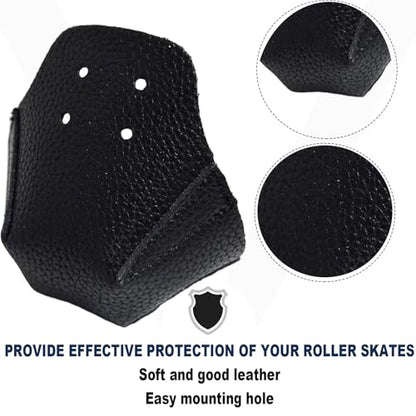 100% Real Cowhide | Toe Cap Guard Protectors | Roller Skate Derby Speed 1 Pair(Black) - color: Black