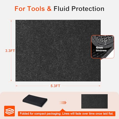 Heavy Duty Oil Spill Mat for Garage Floor, Extra Thick Absorbent with Anti-Slip Rubber Backing, Reusable Under Car Leak Pad (3 * 5FT) - size: 3*5FT