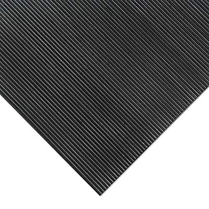 Rubber-Cal Fine Rib Corrugated Rubber Floor Mat - 1/8" x 3ft x 6ft Black - size: 72"L x 36"W x 0.1"Th