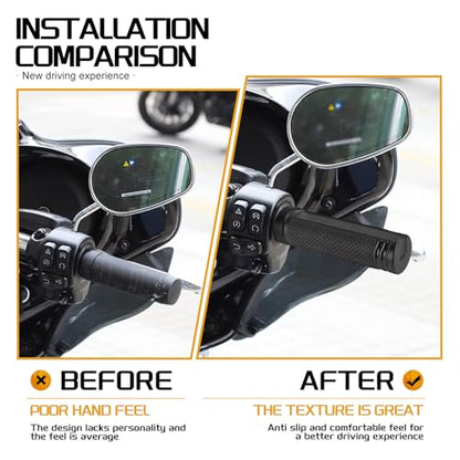 Motorcycle Hand Grips Handlebar Grips Fit for Harley Touring 2008-2025 Trike 2008-2025 Softail 2016-2024, 1 Inch Electronic Throttle Hand Grips - color: All Black