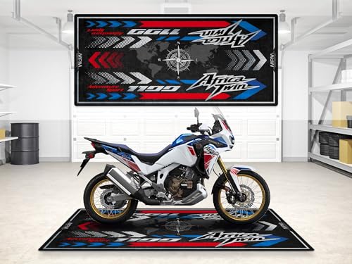 Garage Mat for Africa Twin Motorcycle Model, Parking mat, Pit Mat, Washable Non-Slip Garage and Showroom Floor Carpet-Rug (White, Size 2: 102 x 47/260 x 120 cm) - color: White, size: 3'11" x 8'6"