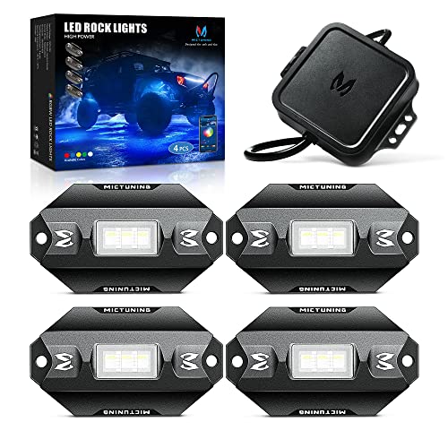 MICTUNING C1 4 Pods RGBW LED Rock Lights - Multicolor Underglow Neon Light Kit with Bluetooth Controller, Music Mode - size: 4 Pod Lights Kit