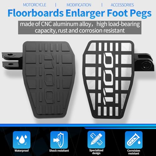 Wide Motorcycle Foot Pegs Pedal Compatible with Honda Rebel 1100 CMX1100 (2021-2025 CMX 1100 DCT), Aluminium Footrest Footpeg Extension Enlarge Step Board Extender (Black-Sliver)