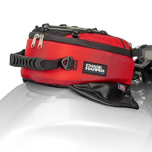 Chase Harper USA 450M Magnetic Tank Bag, Water-Resistant, Tear-Resistant, Industrial Grade Ballistic Nylon with Anti-Scratch Rubberized Polymer Bottom - Red - style: 450 Tank Bag - Magnetic Mount - Red