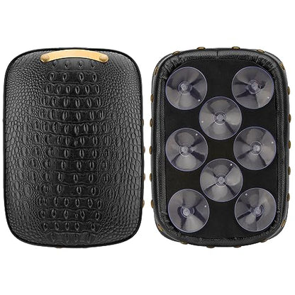 Motorcycle Rectangular Passenger Pad Seat Rear Leather Pillion Cushion 8 Suction Cup Compatible with Harley Dyna Sportster XL 883 1200 Chopper Custom - style: 8 Suction Cup-Black Crocodile Rivet