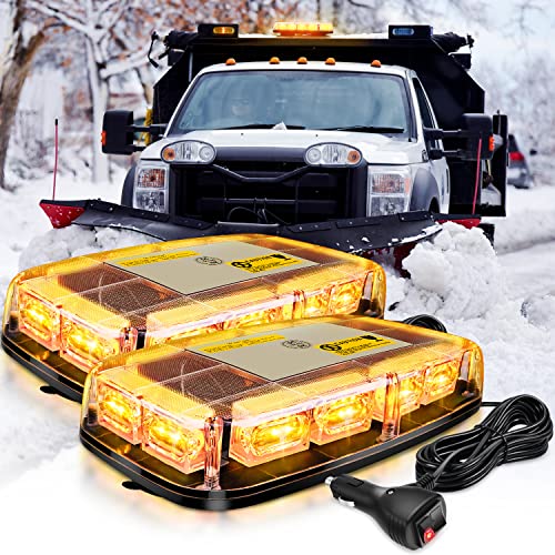Nilight 2PCS 12 Inch Roof Top Strobe Lights 48LED Hazard Light Emergency Safety Warning LED Flashing Bar Magnetic Mount 12V 24V for Cars Trucks Snow Plow Construction Vehicles - color: Amber 2Pcs