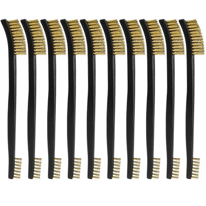 10 Pack Gun Cleaning Brushes, Double Ended Brass Wire Brush Set with Nylon Handle for Metal Parts, Hardware Tools, and Detailed Cleaning Tasks - size: 10 pcs Brass