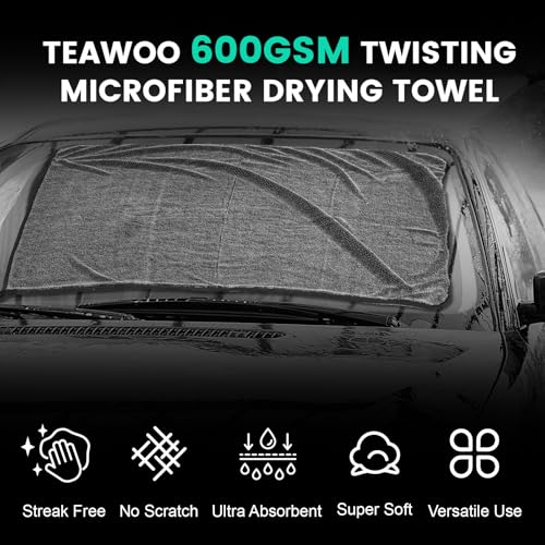 TEAWOO 3-Pack Microfiber Towels for Cars (24" x 35"), Extra Large Super Absorbent Car Drying Towel, Drying Towel for Car & Trucks, Car Towels Drying with No Streaks & Scratches - size: 35"x 24" 3 PACK