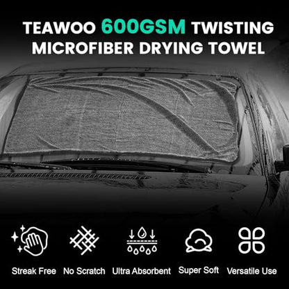 TEAWOO 3-Pack Microfiber Towels for Cars (24" x 35"), Extra Large Super Absorbent Car Drying Towel, Drying Towel for Car & Trucks, Car Towels Drying with No Streaks & Scratches - size: 35"x 24" 3 PACK