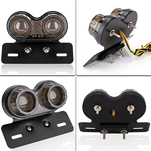 40W 40-LED Motorcycle Tail Light Integrated Driving&Brake Light Turn Signal Lamp With License Plate Bracket for Harley Honda Yamaha Suzuki Kawasaki (Black)