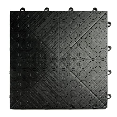 Big Floors GarageDeck Garage Floor Tiles, Interlocking Garage Flooring, Coin Pattern Non-Slip Heavy-Duty Copolymer Modular Tile (Black, 24 Pack of 12 x 12" Tiles, 24 Sq Ft) - color: Black, size: 24 Pack