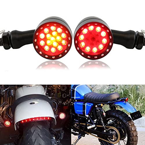 Rich Choices 2pcs Black 15 LED Motorcycle Stop Brake Running Turn Signal Indicator Amber Lights Compatible with Street Bike Chopper dirt bike scooter Cafe Racer (Black-Amber&Red Light) - color: Black-Amber&Red Light