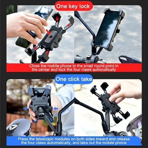 Secure Black Shockproof Bike Phone Mount, Hands-Free GPS Holder for E-Bikes & Motorcycles, Cycling Accessory