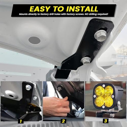 Ditch Hinge LED Light Brackets Hood Mount Brackets Compatible with 2nd Gen Toyota Tacoma 2005-2015 for Auxiliary Offroad LED Pod Light Work Light - size: For Tacoma 2005-2015