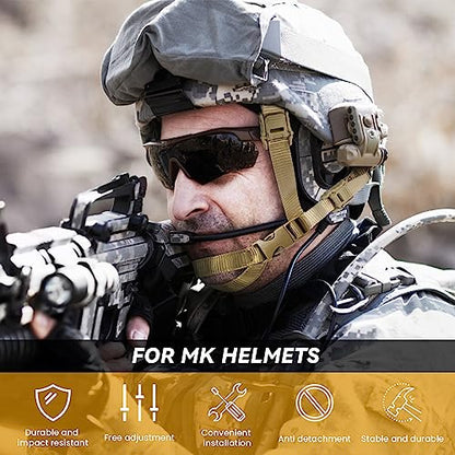 Tactical Helmet Chin Strap Adjustable Dial 4 Points Suspension System with Bolts and Screws for Tactical Fast MICH Bump Helmet Accessory - color: Style 3-Khaki