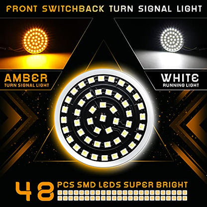 Led Turn Signal Lights 1157 Front + 1156 Rear Blinkers with Smoked Lens for 2 Inch Bullet Housing Compatible with Harley Dyna Sportster Softail Road Street Glide Road King Cruiser Turing - color: Smoked Lens