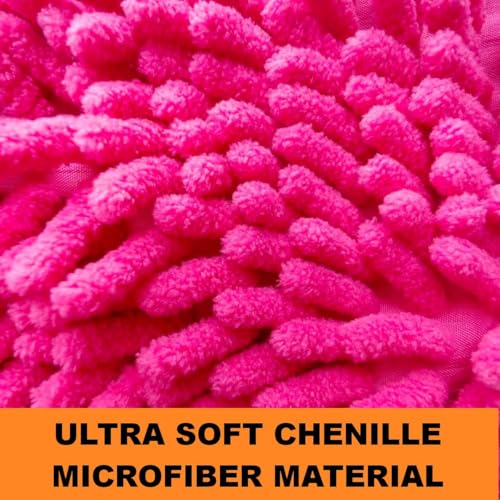 Conwork Car Wash Mitt Chenille Microfiber Golves, Ultra Soft & Scratch-Free, for Auto Detailing, Household Dusting & Multi-Surface Cleaning, 7" x 9.6"(2-Pack, Pink) - color: Pink
