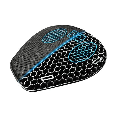 Motorcycle Seat Cushion, 3D Honeycomb Gel Pad, Pressure Relief Shock Absorption, Breathable Non-Slip Universal Cover for Long Ride, Fits Cruiser Street Touring Bike (Four Seasons)