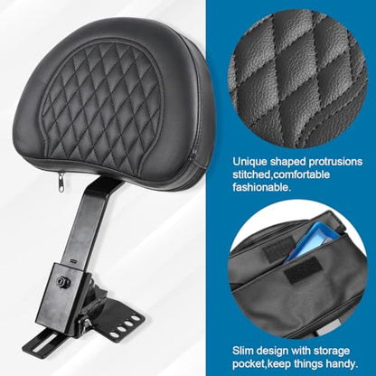 Motorcycle Adjustable Plug-in Driver Backrest Compatible with for Harley Touring Models Road King Street Glide Road Glide Electra Glide 1997-2024 Rider Backrest - size: C Style