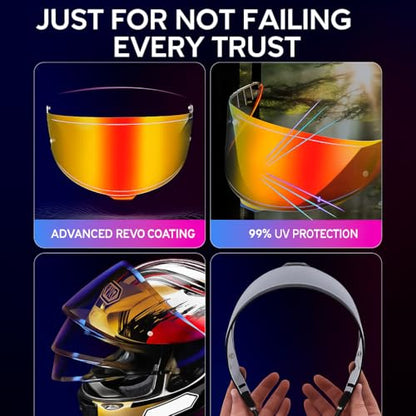 Shoei RF1400 X15 Helmet Visor Replacement Shield, Anti-Fog Sun Shield Accessory Compatible with RF-1400, CWR-2, X15, Z8, X-SPR PRO (Rainbow) - color: Rainbow