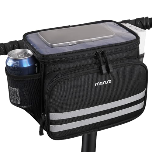 MOSISO Bike Handlebar Bag, Waterproof Handbag Phone Bag with Detachable Shoulder Strap&Rain Cover, Cycling Accessories Tools Pouch Screen Tube Bicycle Bags for Road Mountain Cycling, Black