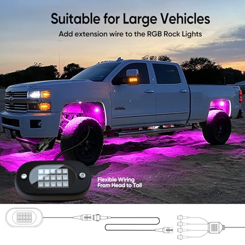 LED Rock Light Extension Wire 4 PCS,47 Inch 4 Pin LED Extension Cable,Neon Accent Kits RGB LED Light Extension Cable for Trucks ATV UTV - size: 4-pin