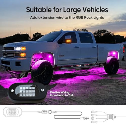 LED Rock Light Extension Wire 4 PCS,47 Inch 4 Pin LED Extension Cable,Neon Accent Kits RGB LED Light Extension Cable for Trucks ATV UTV - size: 4-pin