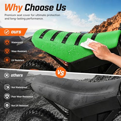 Electric Dirt Bike Seat Cover for Tutti Soleil 01,Black Stripe Non-Slip Motorcycle Cushion Cover for Tuttio Soleil01-Green - color: Green