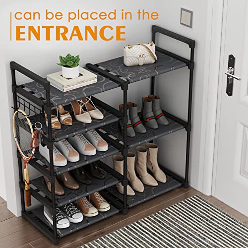 CSXGBAB Black Tubes Closet Shoe Rack, Boot Rack, 5 Tier Oxford Fabric Shelf, Easy Assembly, Sturdy and Durable, Holds Up to 30 lbs - size: 5-tier