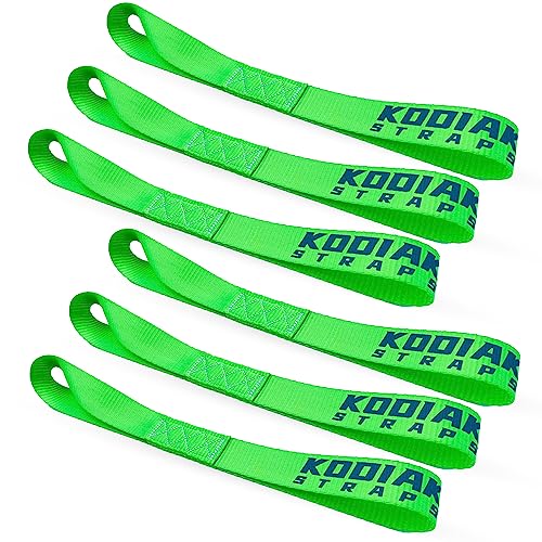 Soft Loop Tie Down Straps - 1.5 x 18 inches- 10,000 lb Load Capacity - Green 6 Pack - Loops for Securing ATV, UTV, Motorcycles, Scooters, Dirt Bikes, Lawn & Garden Equipment by KODIAK STRAPS - color: green, size: 1.5" x 18"