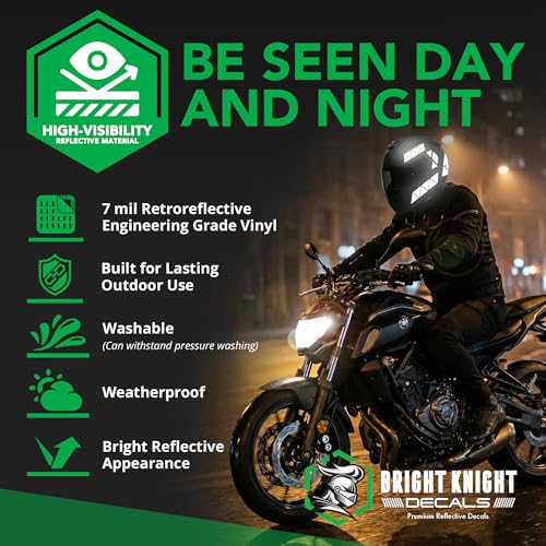 BRIGHT KNIGHT DECALS Reflective Stickers, 17pc Triangle Kit, Reflective Tape Outdoor Waterproof Motorcycle Helmet Stickers for Bikes, Scooters, and Hard Hats, Night Safety High Visibility - color: Black