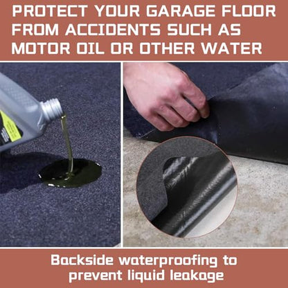 Garage Mats Oversize Garage Floor Paking Mat for Under Car, 7.4 x 17 Ft Non-Slip Gray Garage Flooring Carpets, Absorbent Oil Garage Parking Mat, Waterproof Mats - size: 7.4' x 17'
