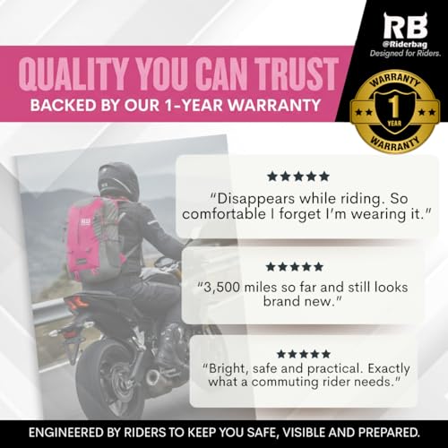 Reflective Motorcycle Backpack – Hi Viz EDC Commuter Bag for Riders, Night Travel, and Daily Use with Helmet Holder, Laptop Compartment, Ventilated Back, Urban Gear (pink backpack) - color: Pink