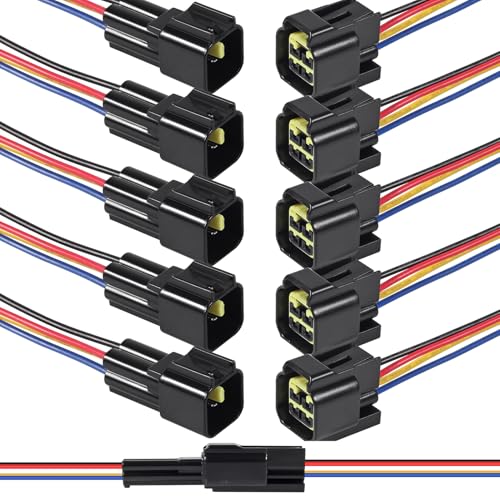 6Pcs 4 Pin Waterproof Connector Electrical Wire Plug Car Auto 4 Way Male Female Quick Disconnect Harness Connectors Plug Socket for Car Truck Motorcycle Marine Boat and Other Wire Connection