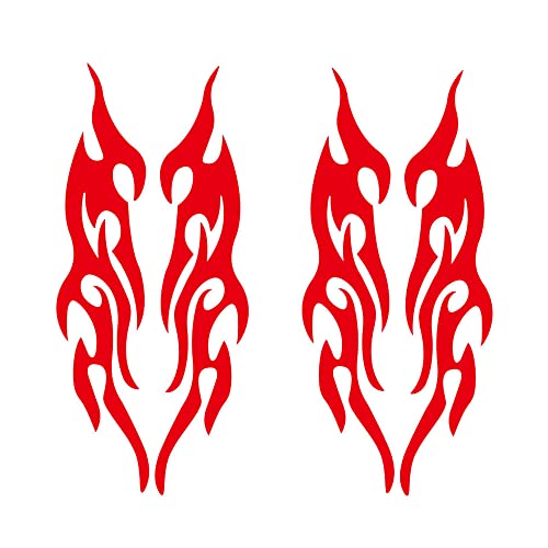 2 Pair 2.4 x 7.5 Inch Red Flame Car Stickers Modified Flames Stickers Bumper Stickers Rearview Mirror Head Cover Stickers to Block Scratches Multicolor for Vehicle/Motorcycle - color: Red