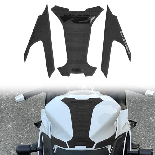 Motorcycle Tank Pad Sticker Gas Oil Fuel Tank Pad Decal Tank Protector for Yamaha YZF-R25 YZF-R3 MT25 MT03 2019-2025 R3 R25 Fuel Tank Anti-Skid Protection Stickers (Black) - color: Black