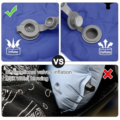 Inflatable Seat Cushion, Lightweight Stadium Seat Pad, Travel Air seat Cushion Anti-Slip for Airplane, Long Flights, Hiking, Climbing, Home and Camping, Compact Air Cushion - color: Navy Blue