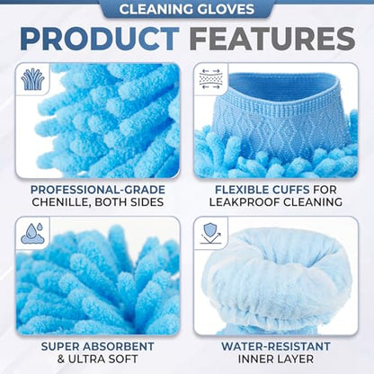 Patelai 30 Pcs Car Wash Mitts Bulk Microfiber Scratch Free Detailing Chenille Car Washing Gloves Hand Double Sided Absorbent Cars Sponge for Washing Cleaning Trucks Boats, 9.45 x 5.9 Inch(Grey,Blue) - color: Grey,blue