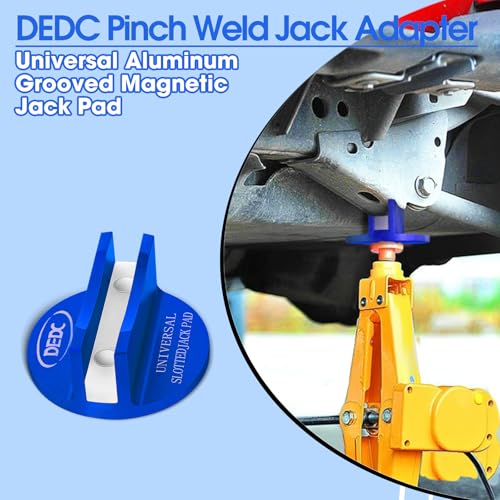 DEDC Universal Aluminum Grooved Magnetic Jack Pad Blue 1 Pc, Jacking Puck Pinch Weld Frame Rail Adapter, Jack Accessories for Mechanics - size: Blue 1 Pc